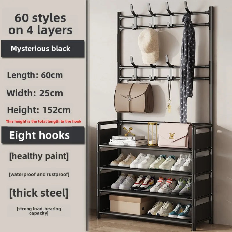 Multi-Layer Door-Mounted Shoe & Hat Rack – 4-Tier Hanging Storage Organiser (60cm)
