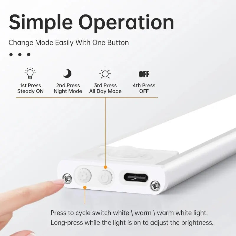 LED Motion Sensor Light — Under Cabinet, Wardrobe & Kitchen Bar Light