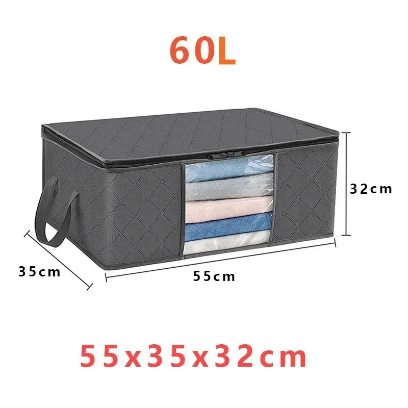 Large Capacity Foldable Wardrobe Storage Bags with Clear Window – Clothes & Bedding Organiser