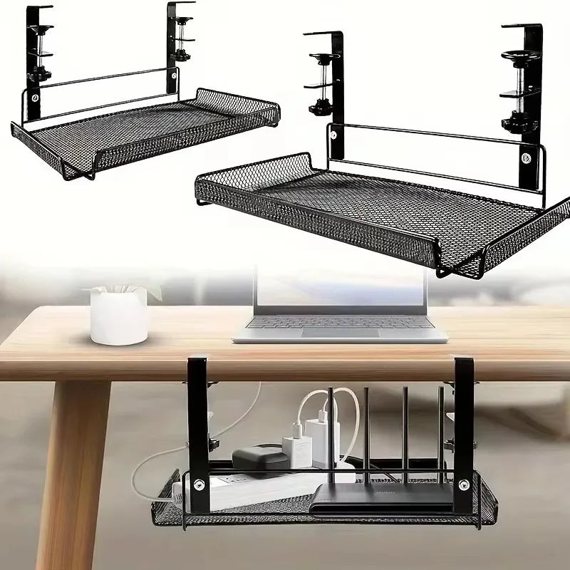 Under Desk Cable Management Tray – No Drill Steel Wire Organiser Rack