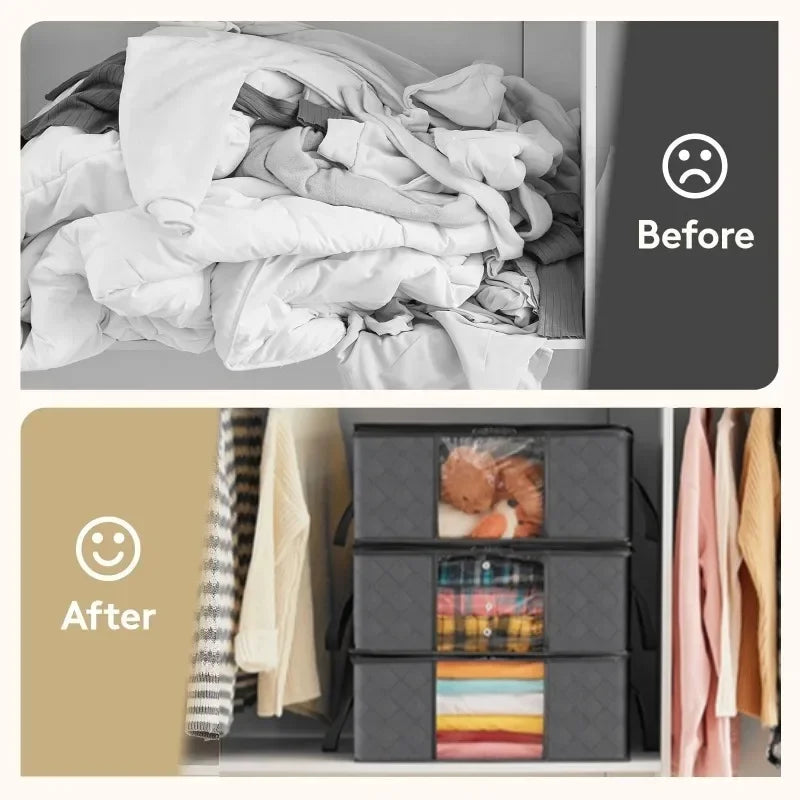 Large Capacity Foldable Wardrobe Storage Bags with Clear Window – Clothes & Bedding Organiser