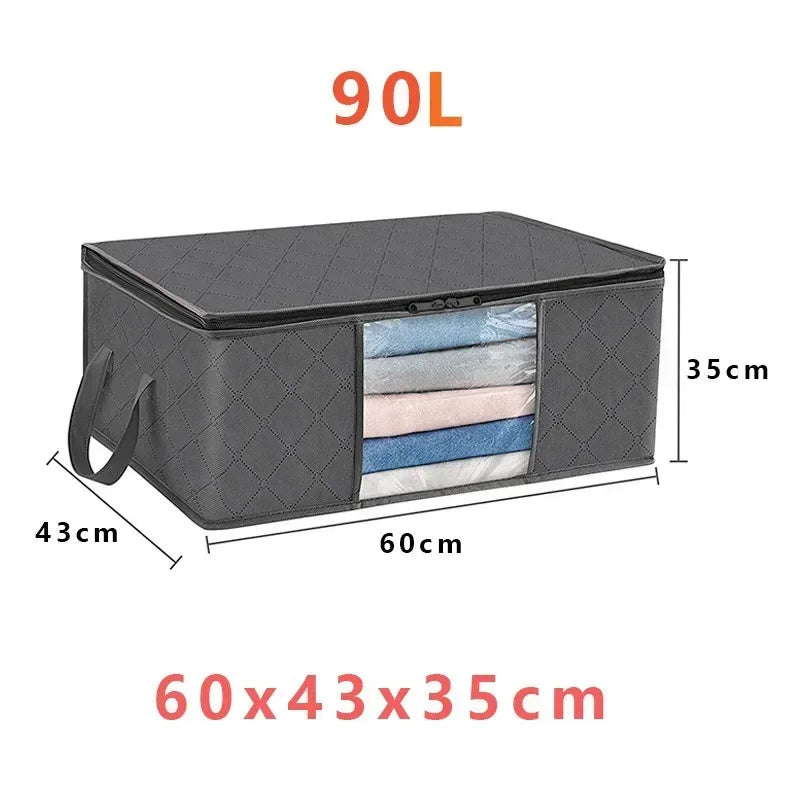 Large Capacity Foldable Wardrobe Storage Bags with Clear Window – Clothes & Bedding Organiser