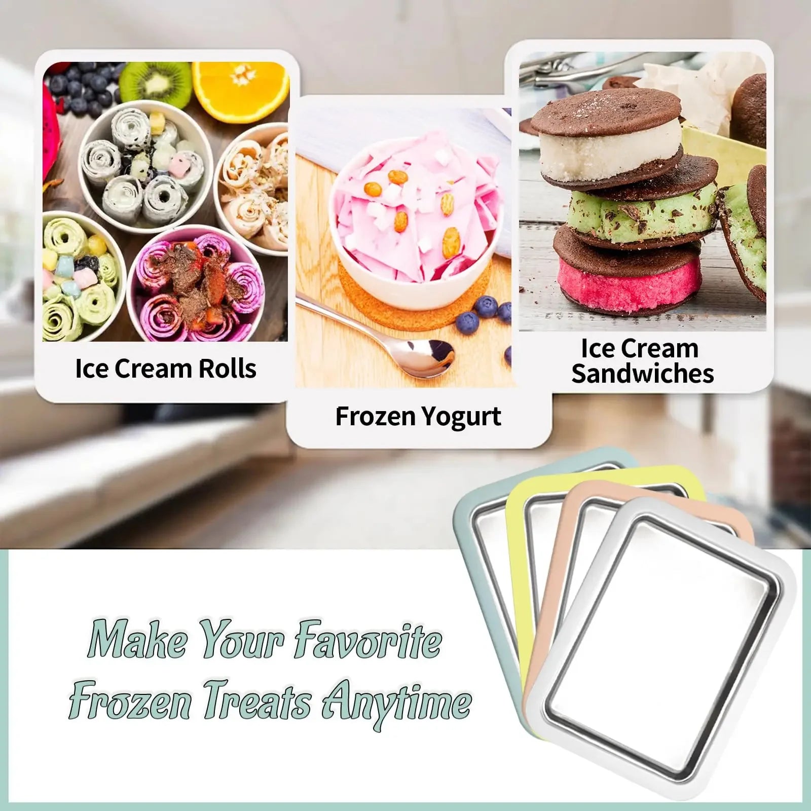 ModWellLiving Rolled Ice Cream Maker Pan — Aluminium Freeze Pan for DIY Ice Cream Rolls & Frozen Yogurt, 22.5cm