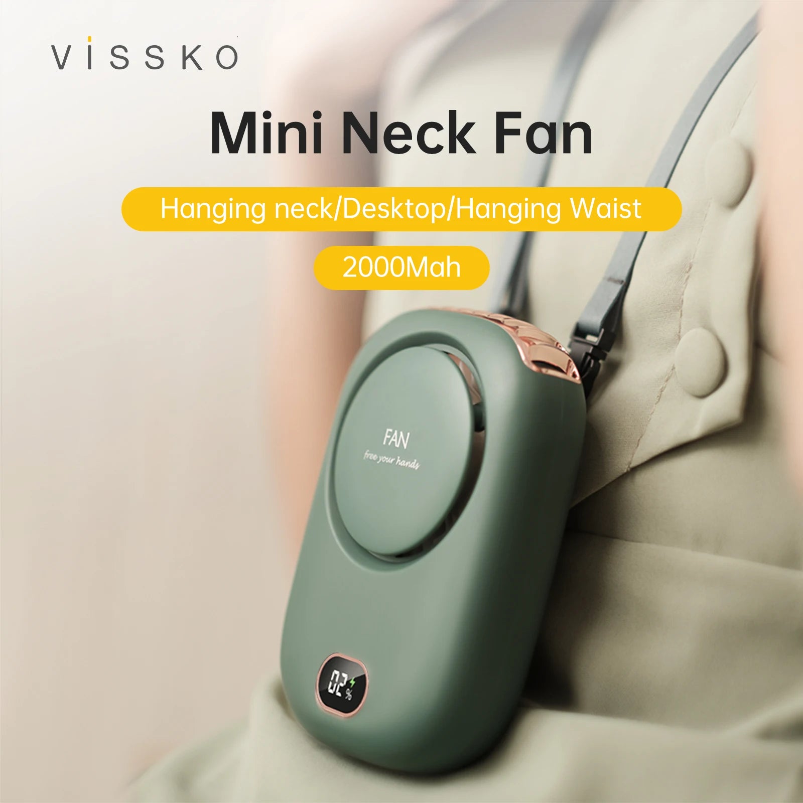Portable Neck Fan — Hands-Free USB Rechargeable Cooling Fan