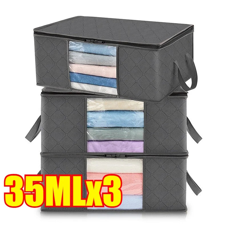 Large Capacity Foldable Wardrobe Storage Bags with Clear Window – Clothes & Bedding Organiser