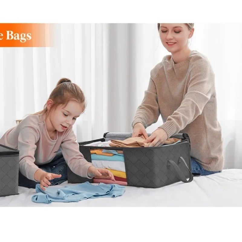 Large Capacity Foldable Wardrobe Storage Bags with Clear Window – Clothes & Bedding Organiser