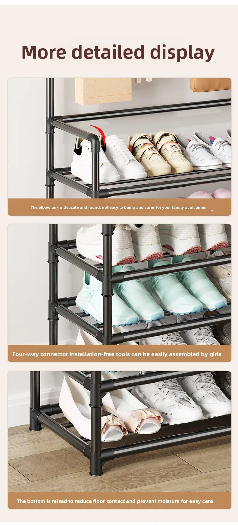 Multi-Layer Door-Mounted Shoe & Hat Rack – 4-Tier Hanging Storage Organiser (60cm)
