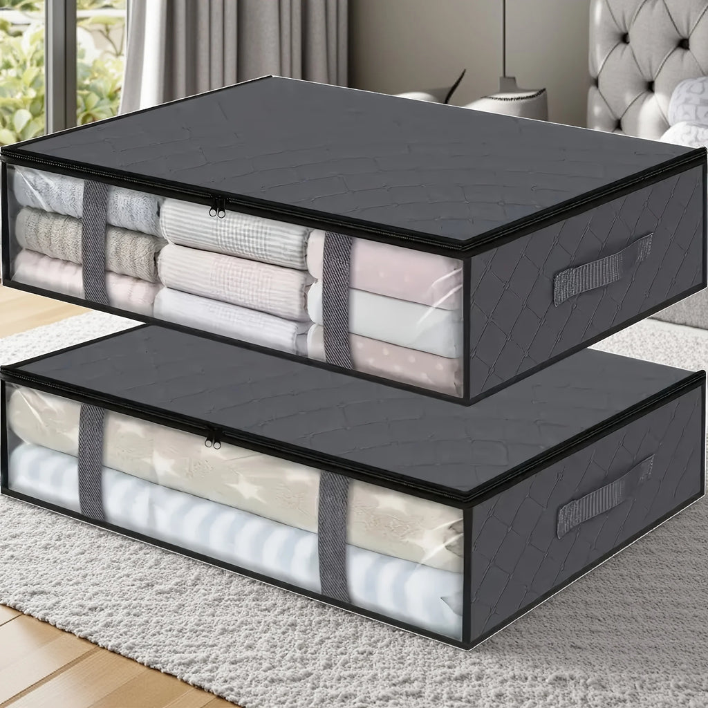 2-Pack Under Bed Storage Bags with Clear Window – Foldable Clothes & Bedding Organiser