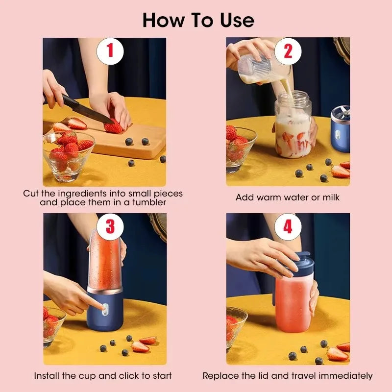 Portable USB Blender — Fresh Smoothies Anywhere, No Plug Required