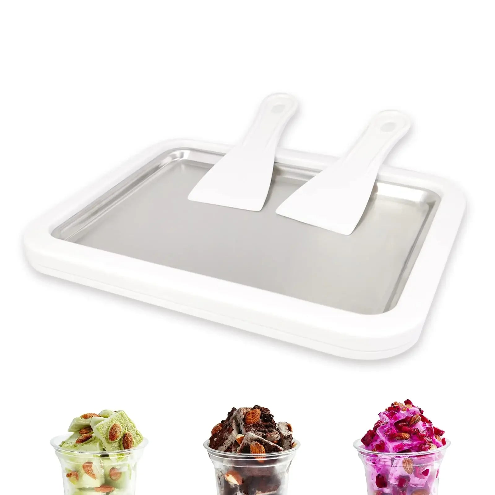 ModWellLiving Rolled Ice Cream Maker Pan — Aluminium Freeze Pan for DIY Ice Cream Rolls & Frozen Yogurt, 22.5cm