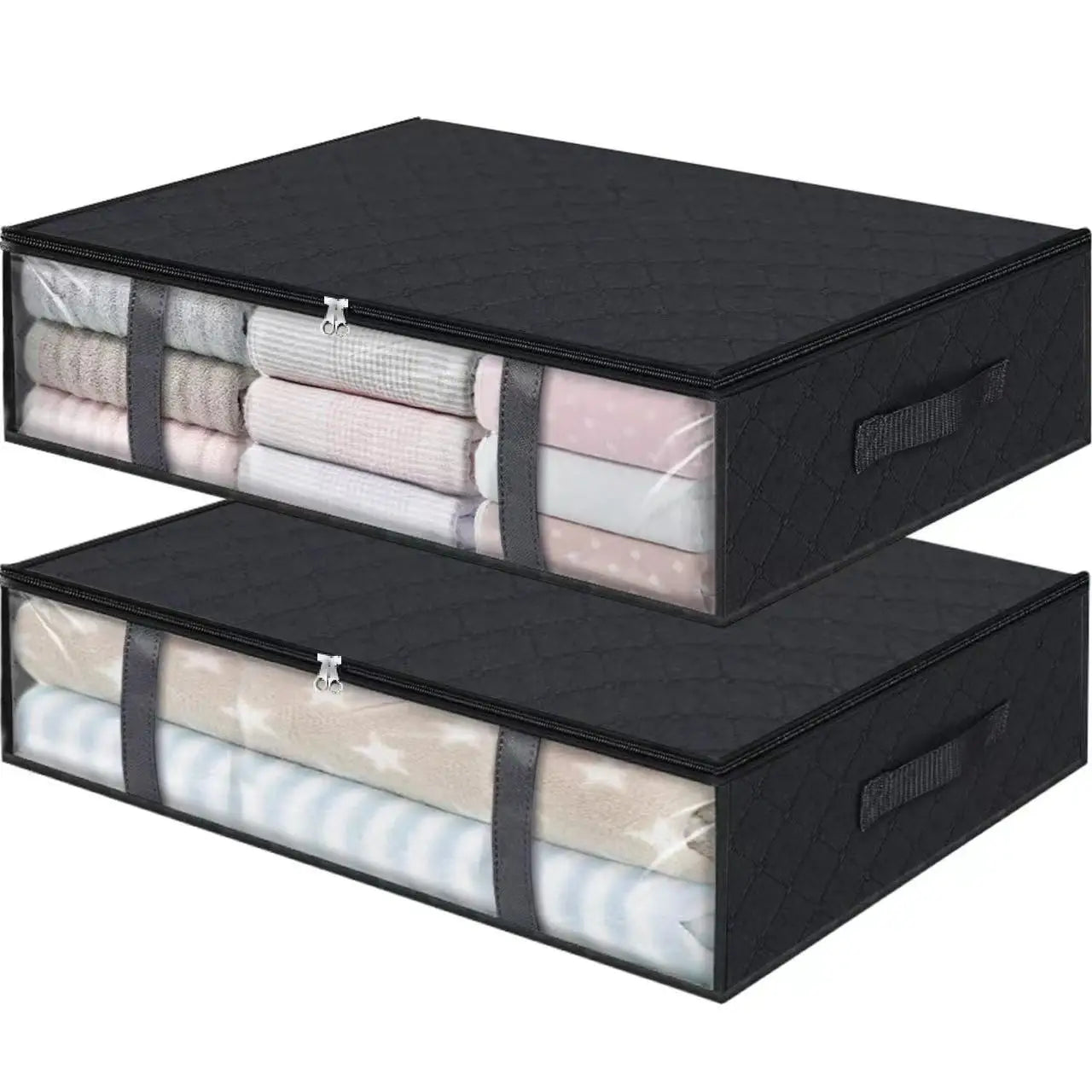 2-Pack Under Bed Storage Bags with Clear Window – Foldable Clothes & Bedding Organiser