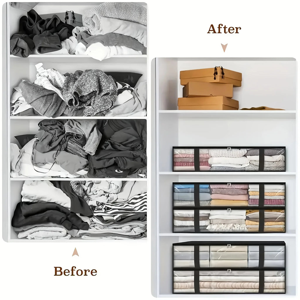 2-Pack Under Bed Storage Bags with Clear Window – Foldable Clothes & Bedding Organiser