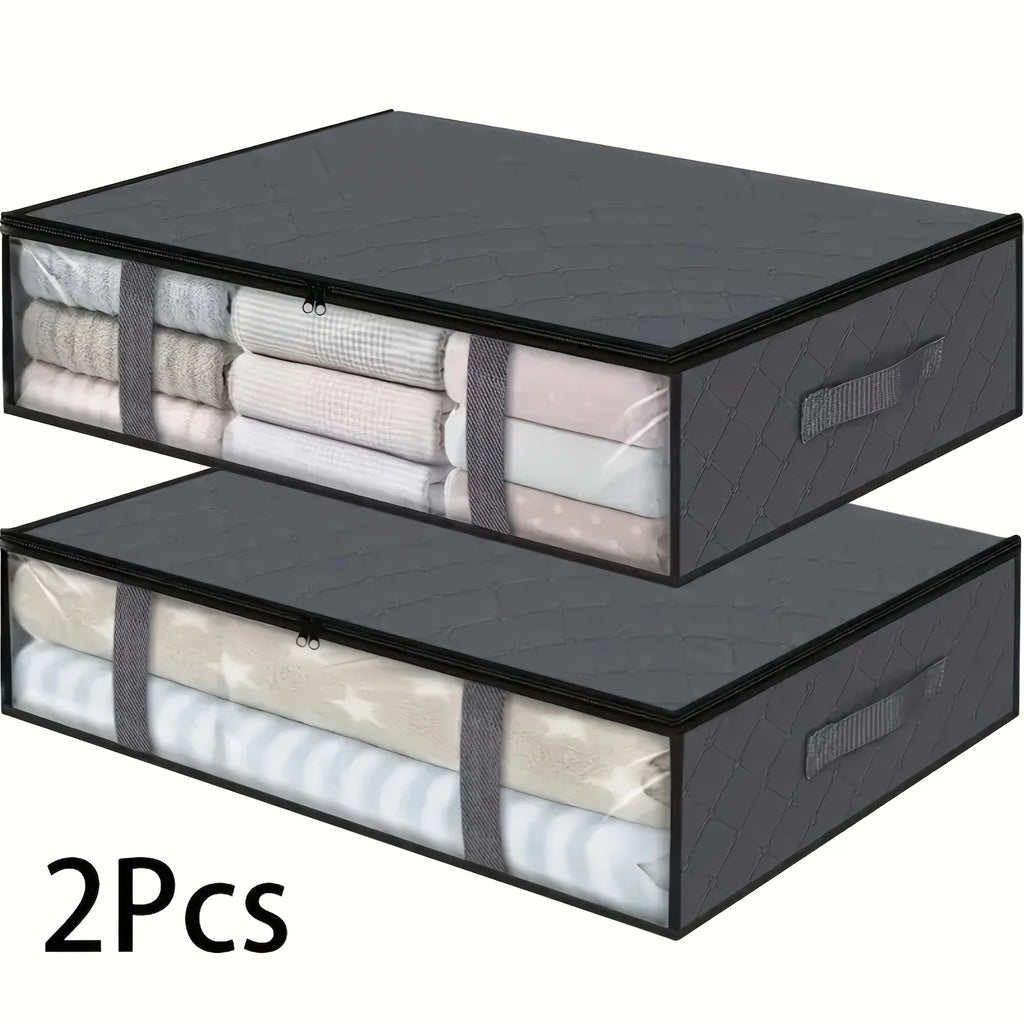 2-Pack Under Bed Storage Bags with Clear Window – Foldable Clothes & Bedding Organiser