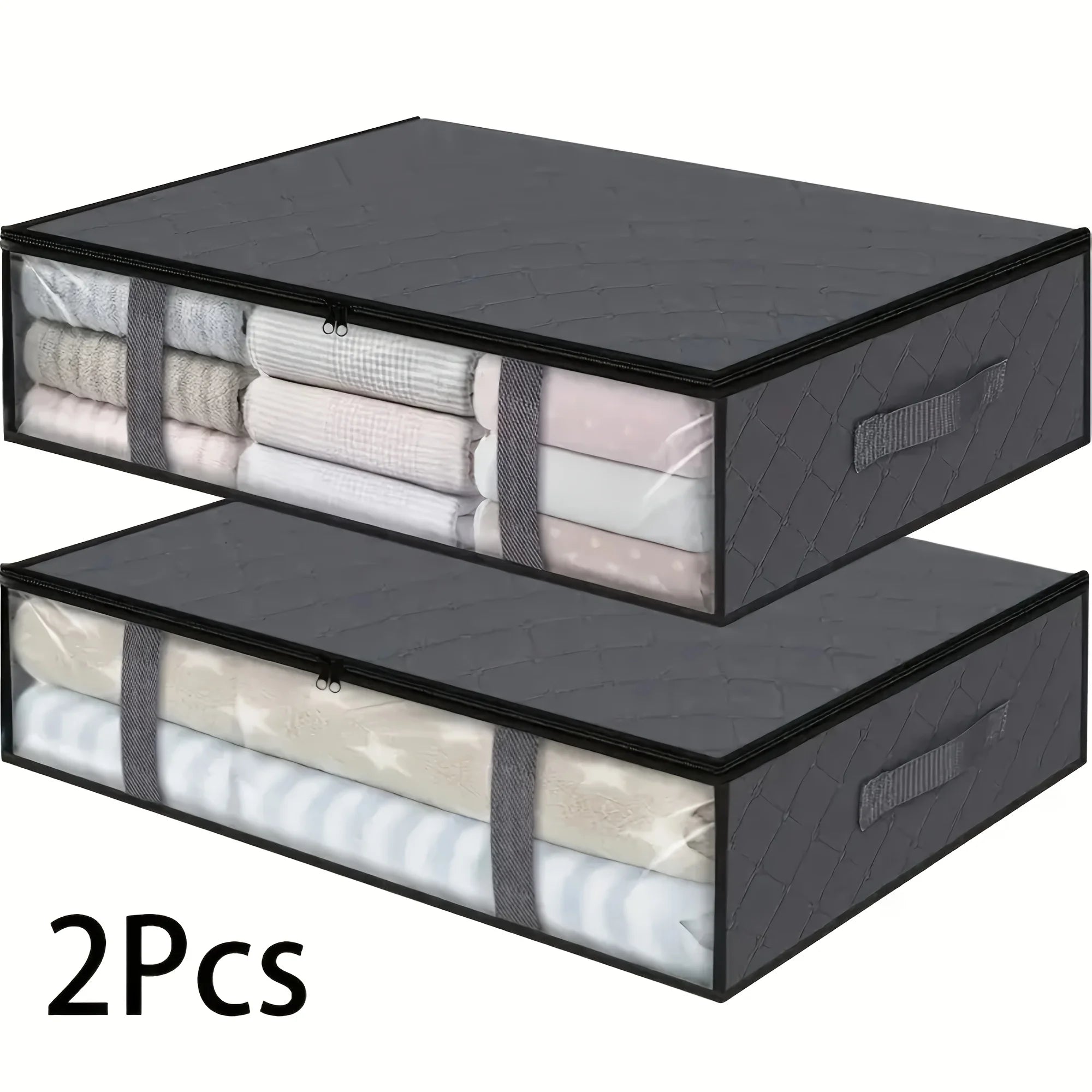 2-Pack Under Bed Storage Bags with Clear Window – Foldable Clothes & Bedding Organiser