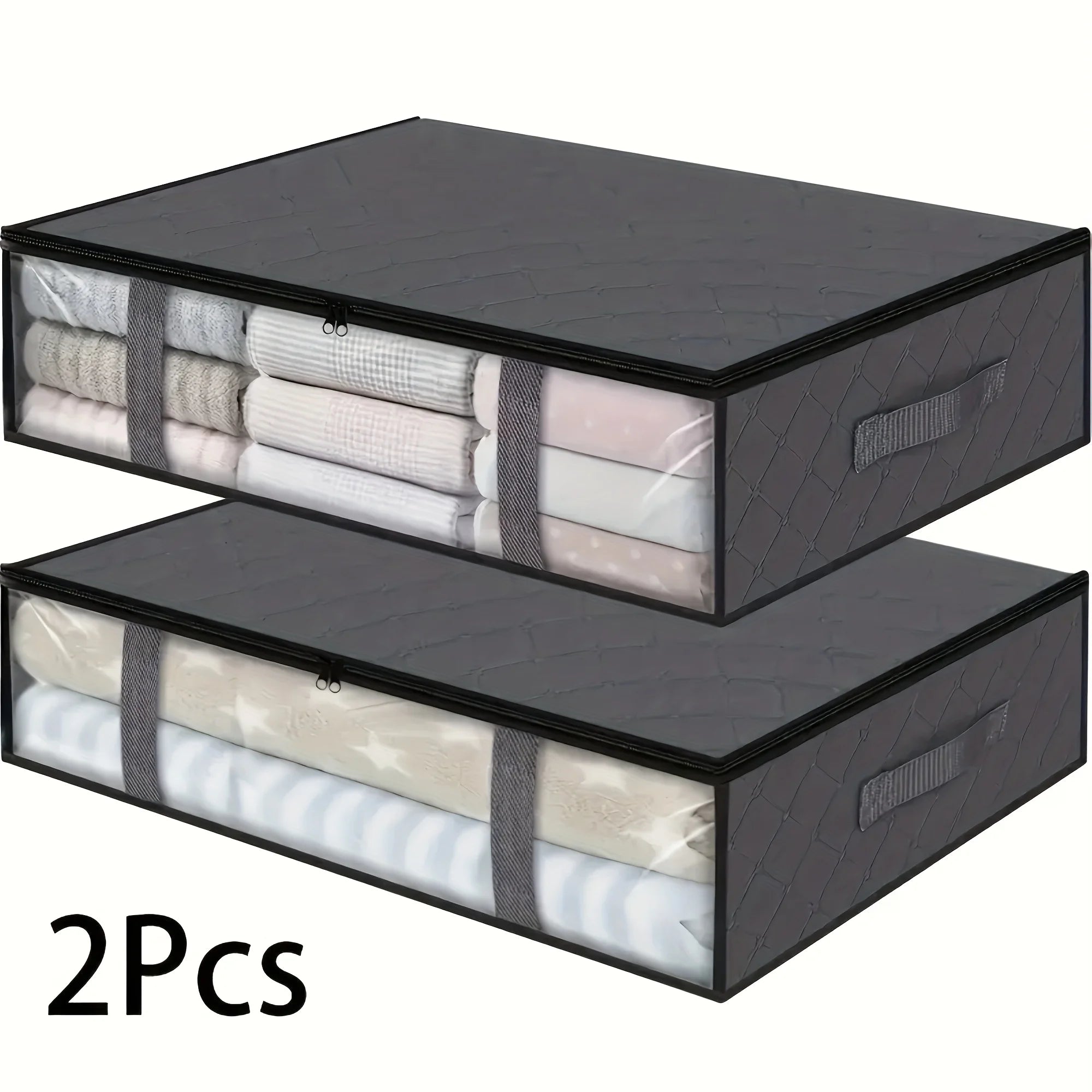 2-Pack Under Bed Storage Bags with Clear Window – Foldable Clothes & Bedding Organiser