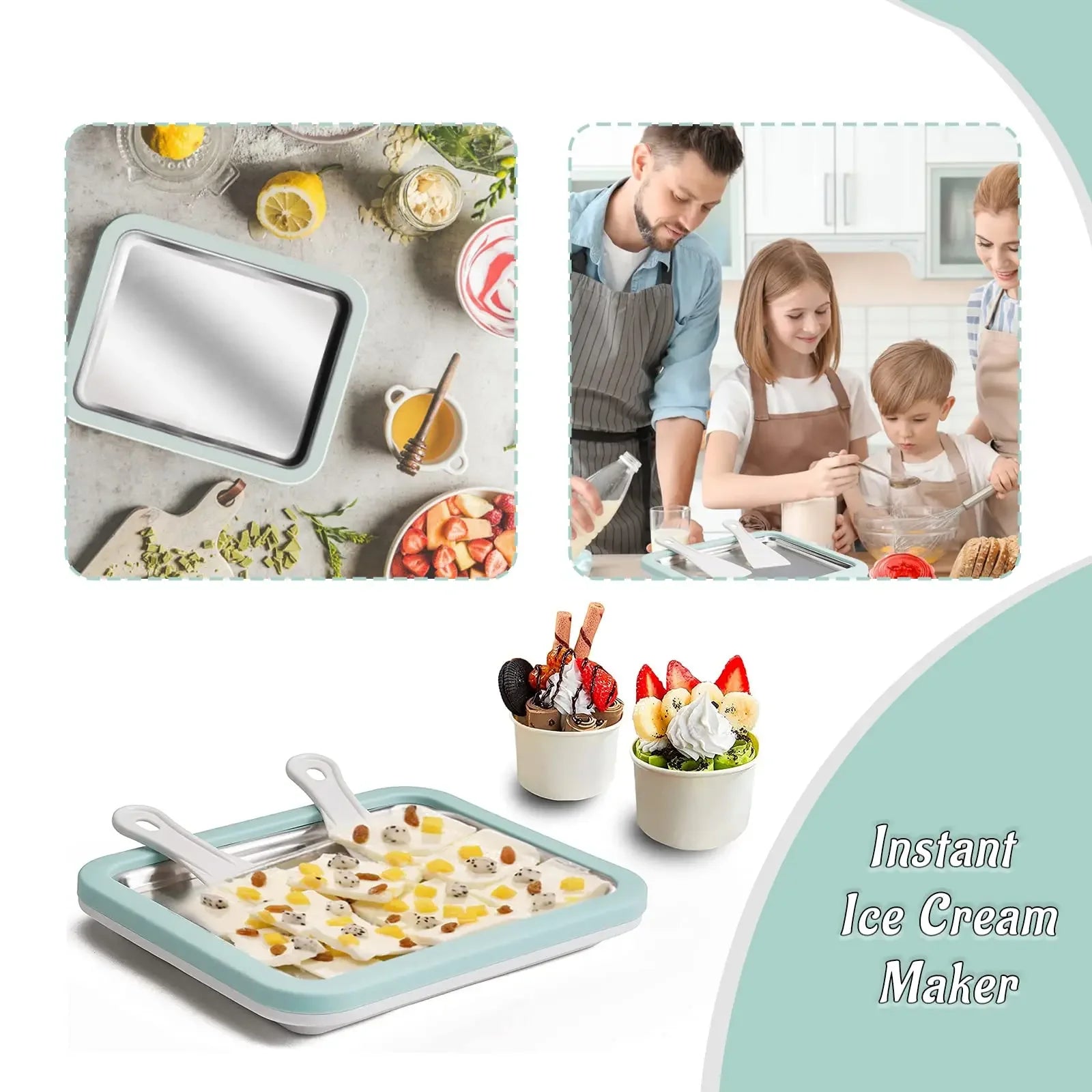ModWellLiving Rolled Ice Cream Maker Pan — Aluminium Freeze Pan for DIY Ice Cream Rolls & Frozen Yogurt, 22.5cm
