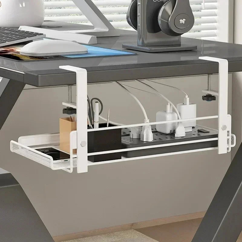Under Desk Cable Management Tray – No Drill Steel Wire Organiser Rack