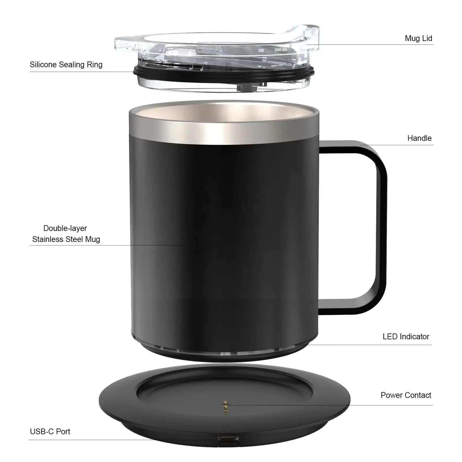 Smart Self-Heating Coffee Mug — USB Temperature Control Desk Mug, 350ml