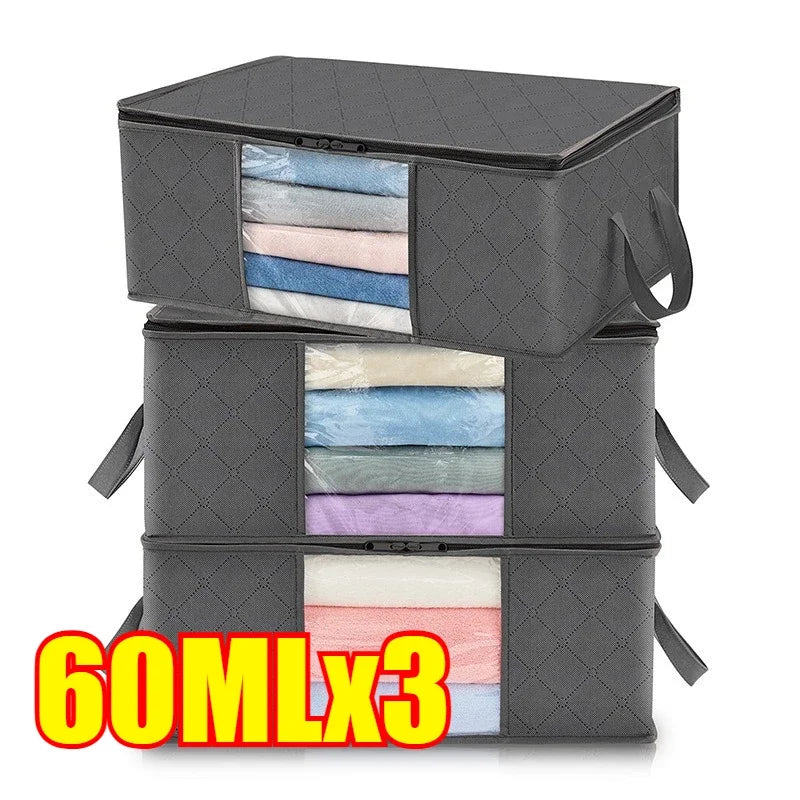 Large Capacity Foldable Wardrobe Storage Bags with Clear Window – Clothes & Bedding Organiser