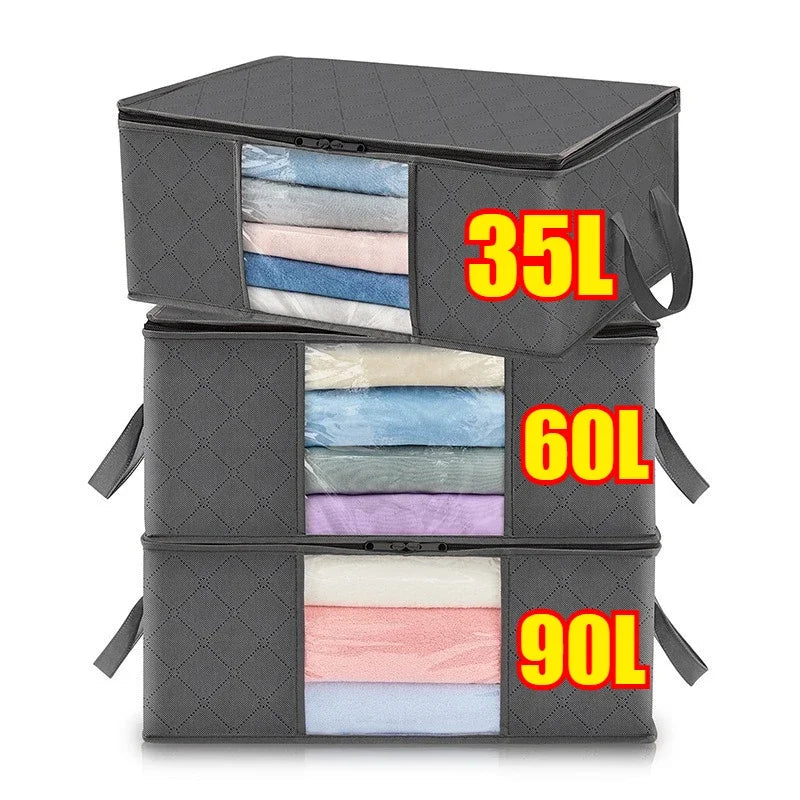 Large Capacity Foldable Wardrobe Storage Bags with Clear Window – Clothes & Bedding Organiser